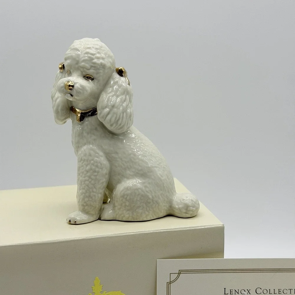 Lenox Year of Puppies Classic Poodle Figurine Ivory Gold Vintage 4